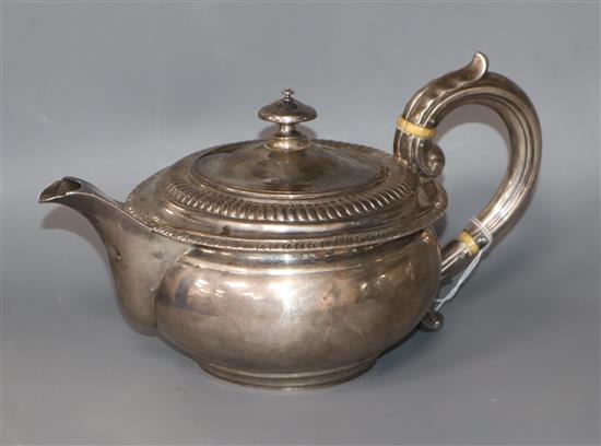 A George III silver teapot, Thomas Robins, London,1816, (a.f.), gross 19 oz.